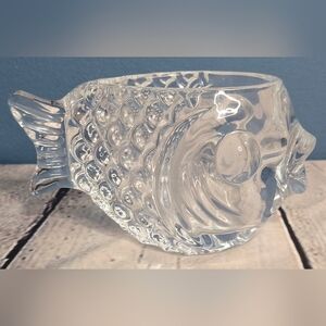 CrystalStudio Clear Crystal Puffer Fish Votive Holder Bowl Candy Dish